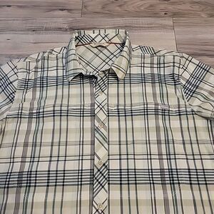 Simms Shirt Men Extra Large Blue Green Plaid Fishing‎ Outdoor Button Up